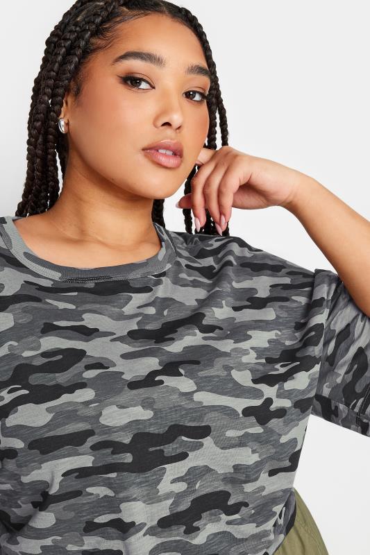 YOURS Plus Size Grey Camo Print Oversized Boxy T-Shirt | Yours Clothing  4