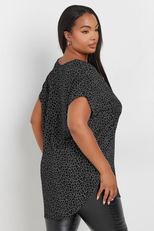 YOURS Plus Size Black Abstract Print Top | Yours Clothing  3