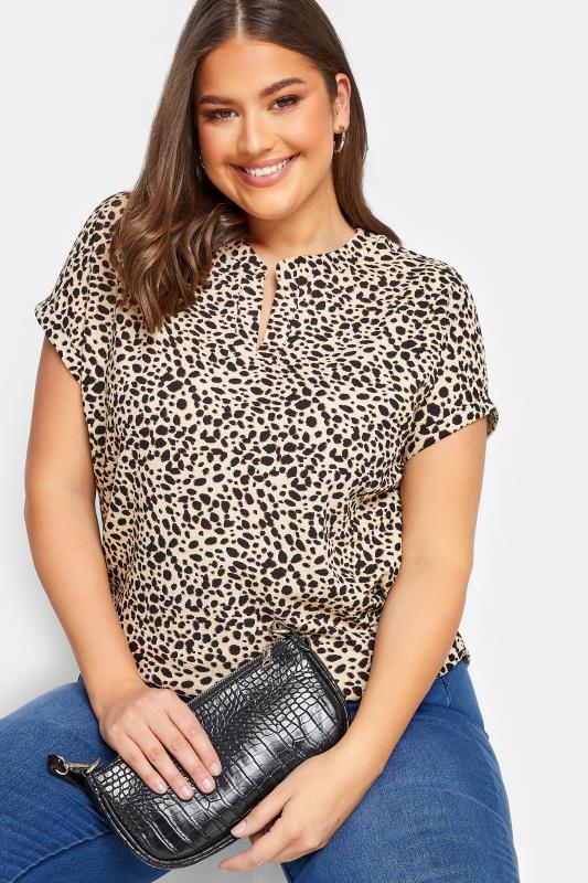 YOURS Plus Size Brown Animal Print Half Placket Blouse | Yours Clothing  4