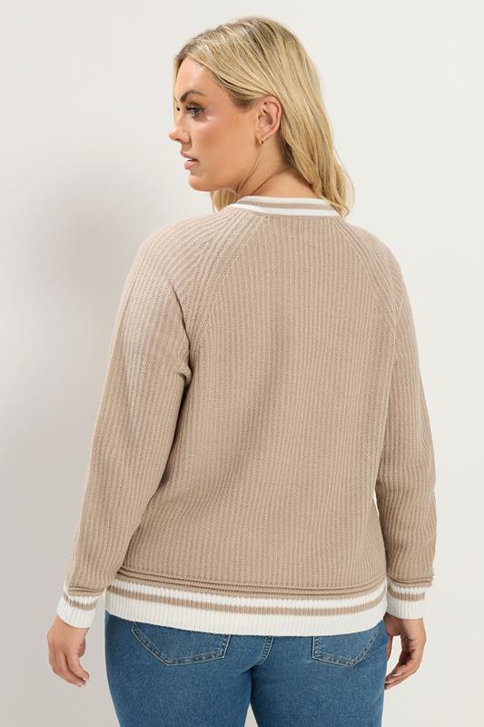 YOURS Plus Size Brown Crew Neck Knitted Cardigan | Yours Clothing 5