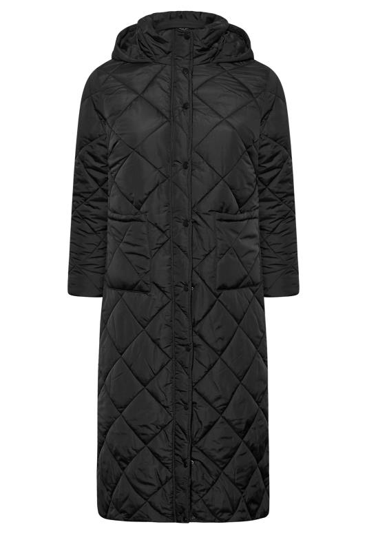 Plus Size Black Lightweight Quilted Maxi Coat | Yours Clothing 6