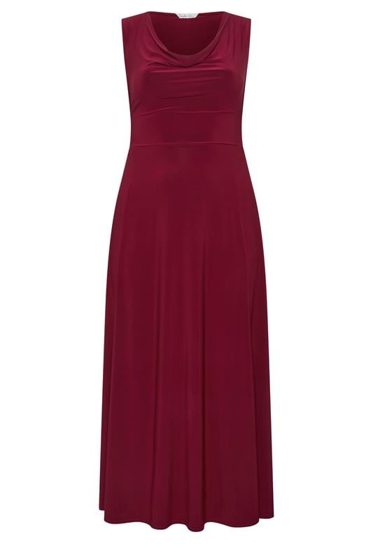 YOURS LONDON Plus Size Wine Red Drape Front Maxi Dress | Yours Clothing 5