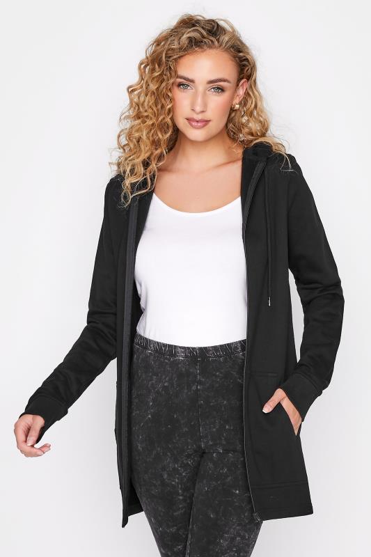  Grande Taille LTS Tall Black Cotton Longline Hoodie
