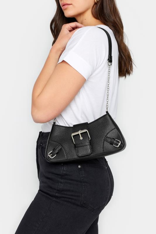  Black Triple Buckle Detail Shoulder Bag