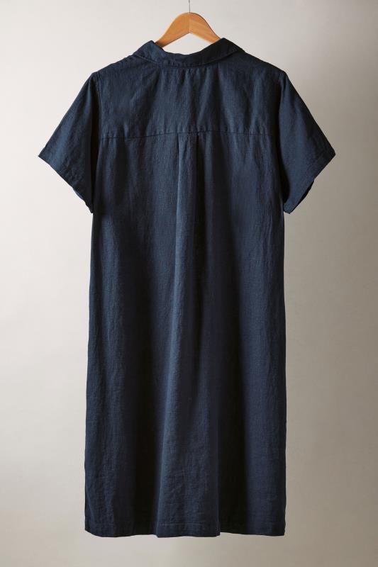 EVANS Plus Size Navy Blue Linen Midi Dress | Evans 6