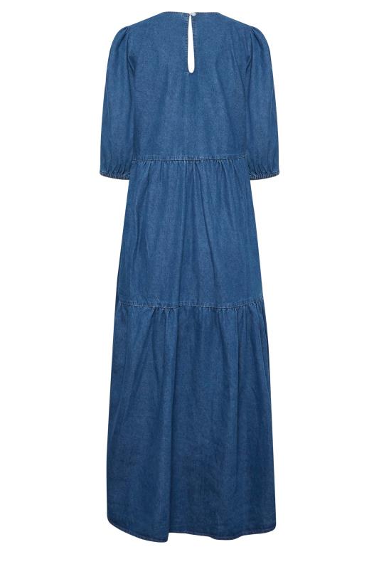 LTS Tall Women's Blue Denim Tiered Midi Dress | Long Tall Sally 6