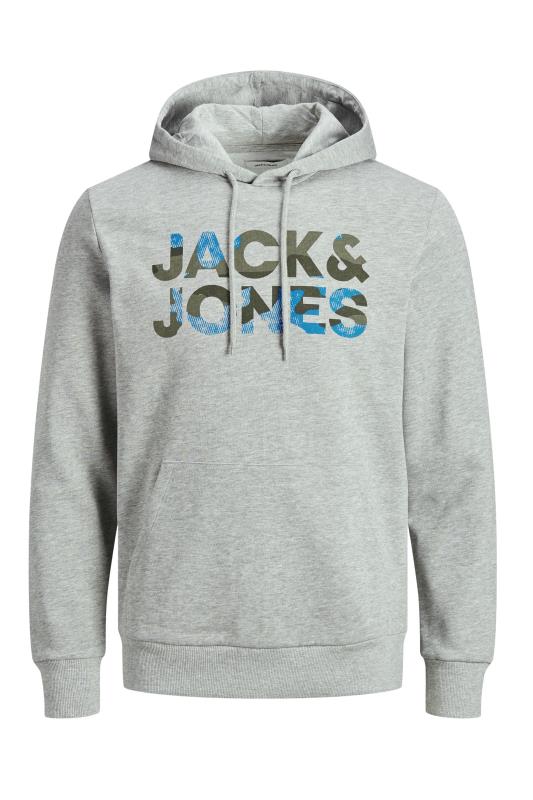 JACK & JONES Big & Tall Grey Logo Hoodie 2