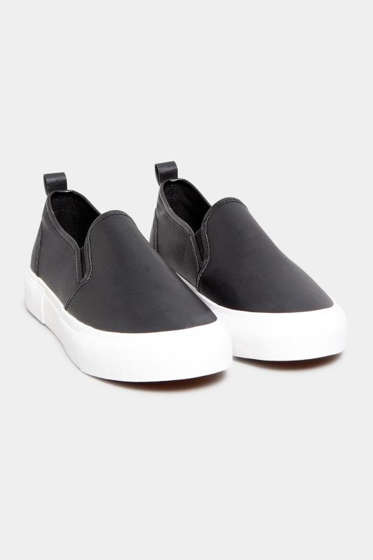 Black Slip-On Trainers In Extra Wide EEE Fit 2