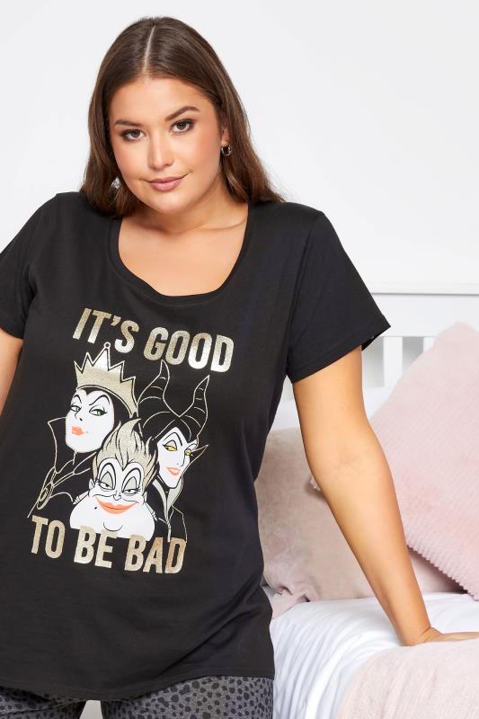 DISNEY Black 'It's Good To Be Bad' Glitter Slogan Character Pyjama Set_B.jpg