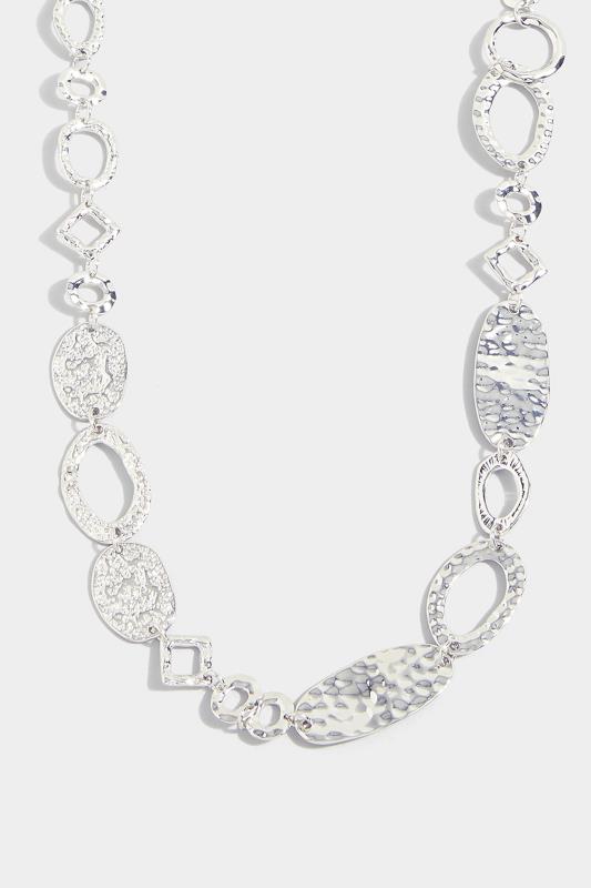 Silver Tone Hammered Circle Long Necklace 4