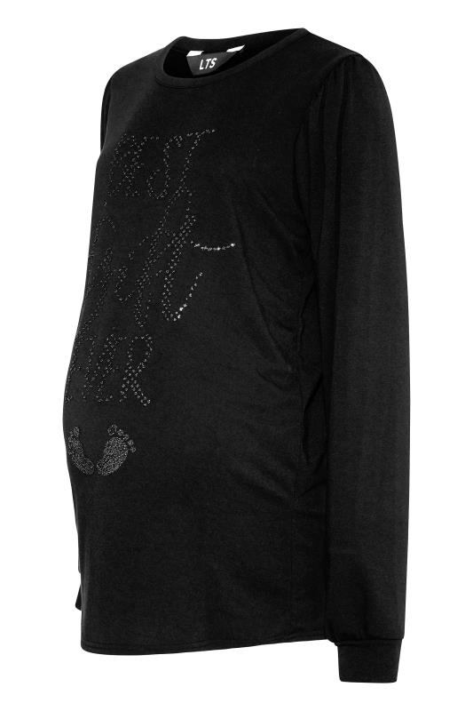 LTS Tall Maternity Black 'Best Gift Ever' Embellished Slogan Christmas Top 6