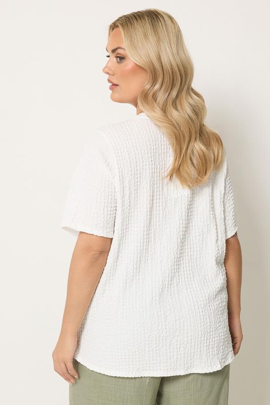 YOURS Plus Size White Bubble Texture Top | Yours Clothing 2