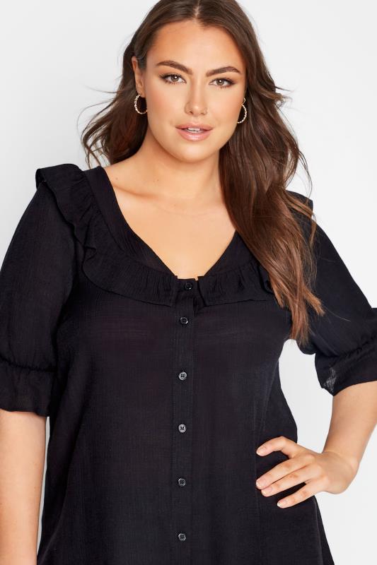 LIMITED COLLECTION Plus Size Black Frill Blouse | Yours Clothing 4