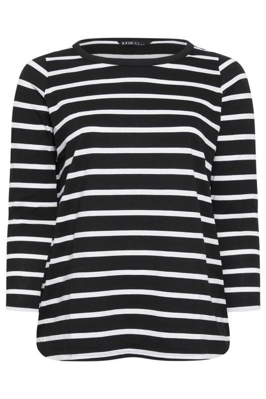 YOURS Curve Black Stripe Long Sleeve Top | Yours Clothing 6