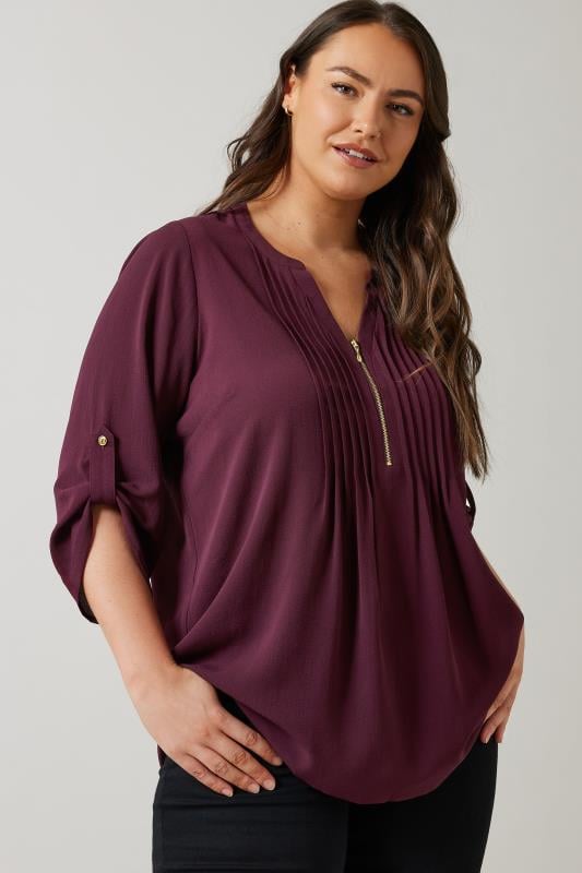 EVANS Plus Size Burgundy Red Pintuck Blouse | Evans  5