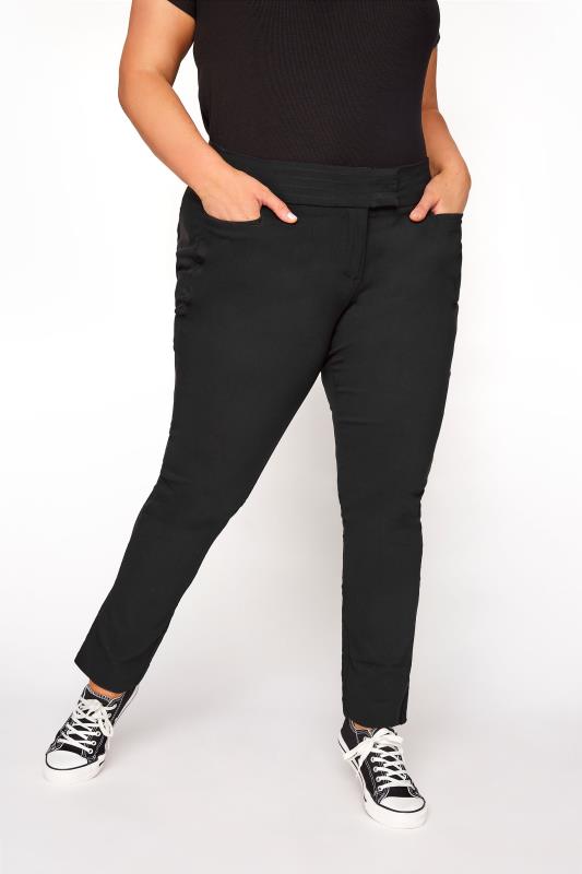 Black Bengaline Stretch Trousers | Yours Clothing