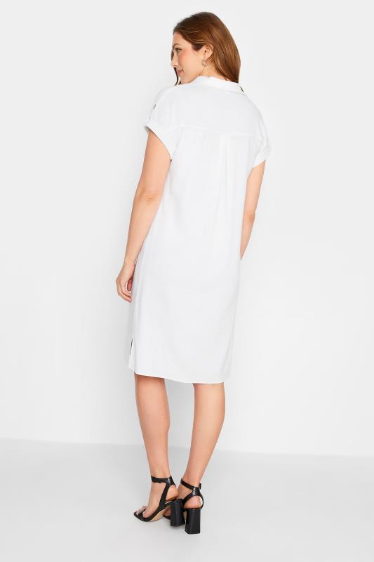 LTS Tall Womens White Linen Button Through Shirt Dress | Long Tall Sally  3