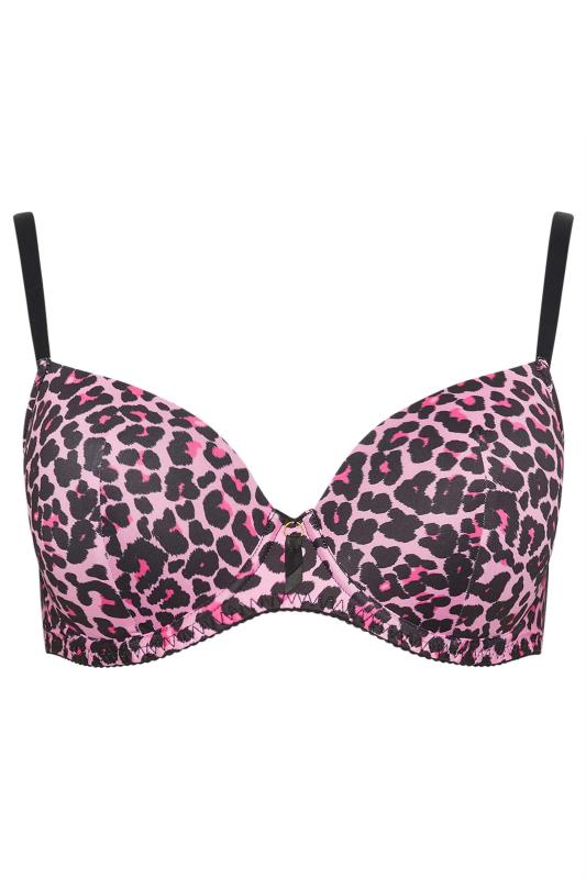 YOURS Plus Size 2 PACK Pink & Black Leopard Print T-Shirt Bras | Yours Clothing 8