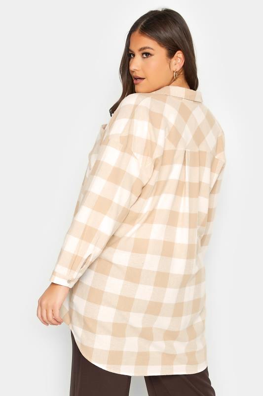 YOURS Plus Size White Check Oversized Shirt | Yours Clothing 3