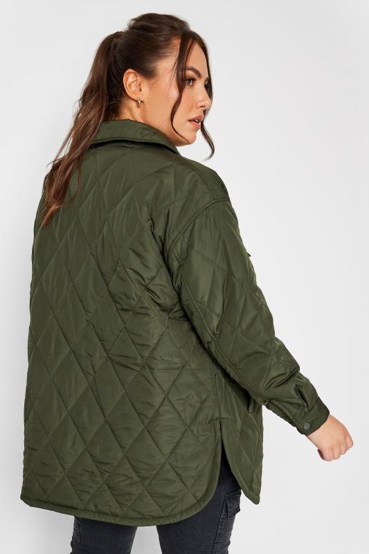 YOURS Plus Size Khaki Green Quilted Jacket | Yours Clothing 4