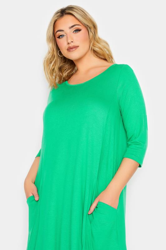 YOURS Plus Size Green Drape Pocket Dress | Yours Clothing 4