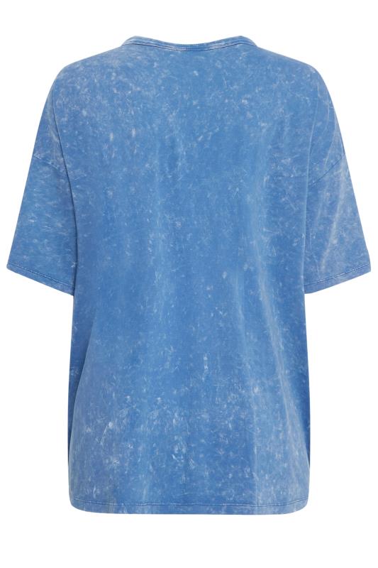 YOURS Plus Size Curve Blue Acid Wash Oversized Boxy T-Shirt | Yours Clothing  7