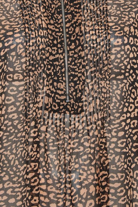 YOURS LONDON Plus Size Brown Leopard Print Zip Front Top | Yours Clothing 5