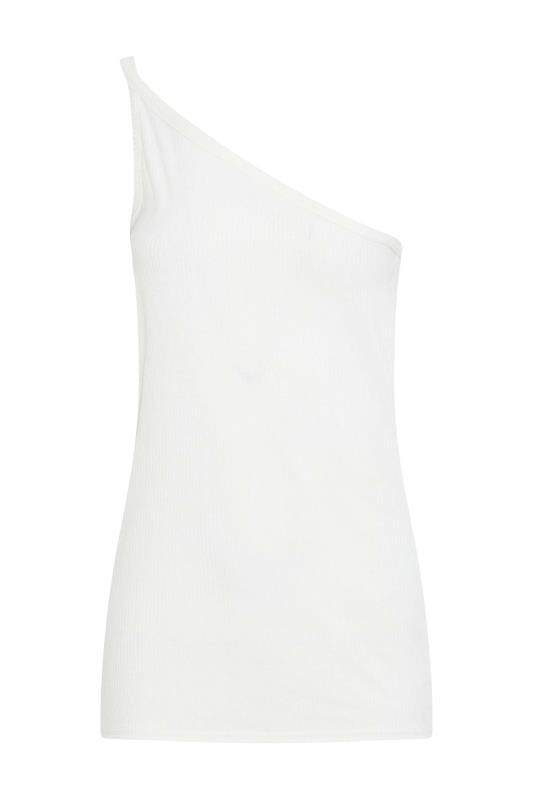 LTS Tall White One Shoulder Rib Vest Top 6