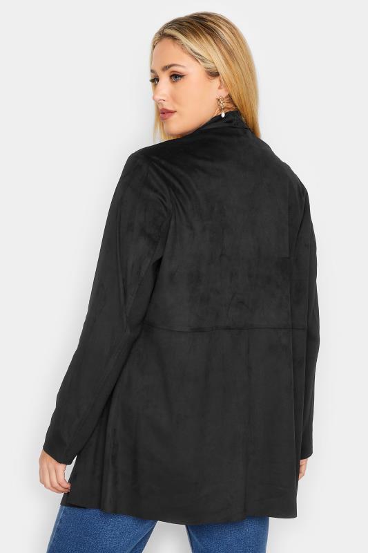 YOURS Plus Size Black Faux Suede Waterfall Jacket | Yours Clothing 3
