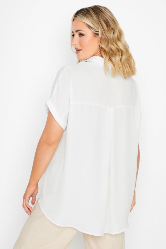 YOURS Curve Plus Size White Utility Short Sleeve Shirt | Yours Clothing  3
