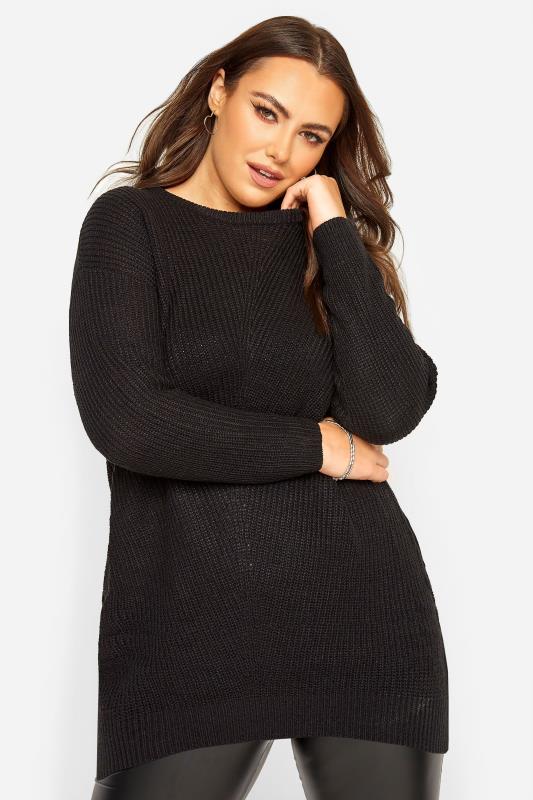 Plus Size Curve Black Essential Knitted Jumper | Yours Clothing 1