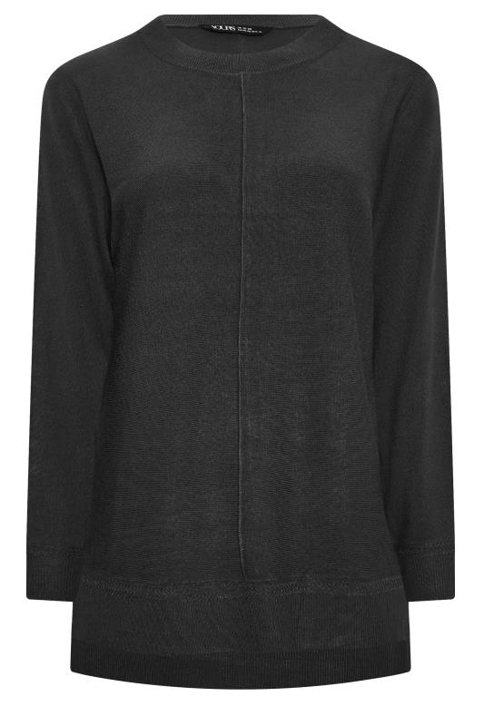 YOURS Plus Size Black Front Seam Detail Jumper | Yours Clothing 6