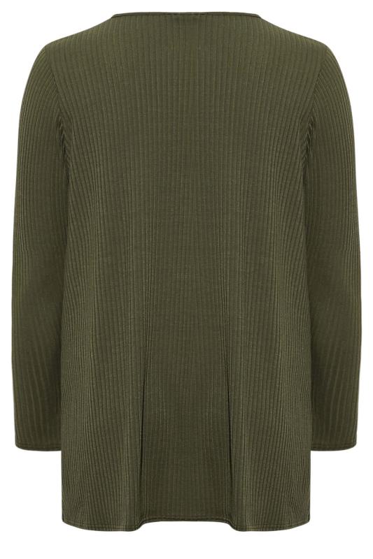 LIMITED COLLECTION Curve Khaki Green Tie Ribbed Cardigan 7