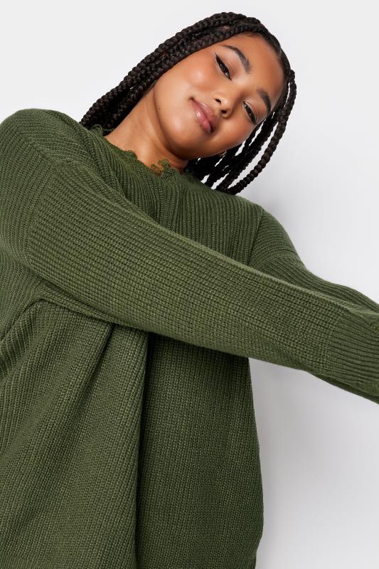 YOURS Plus Size Green Distressed Knitted Jumper | Yours Clothing 5