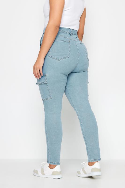 YOURS Plus Size Blue Cargo AVA Jeans | Yours Clothing 5