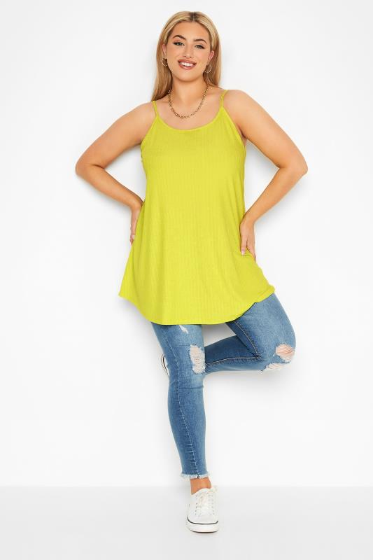 Curve Lime Green Ribbed Cami Vest Top 2