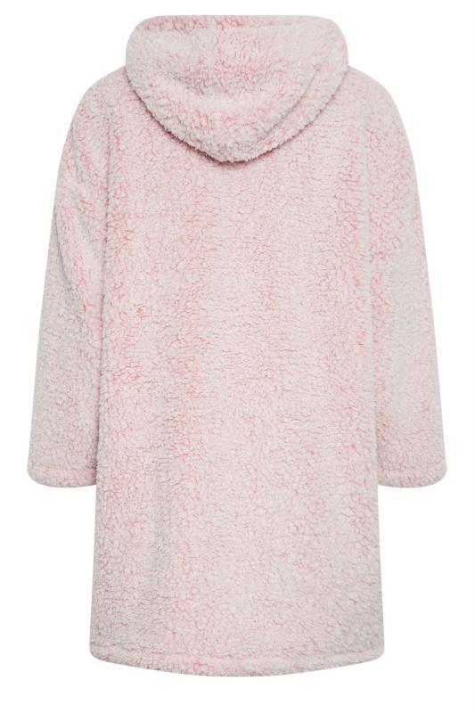 YOURS Plus Size Light Pink Teddy Drawstring Snuggle Hoodie | Yours Clothing 8