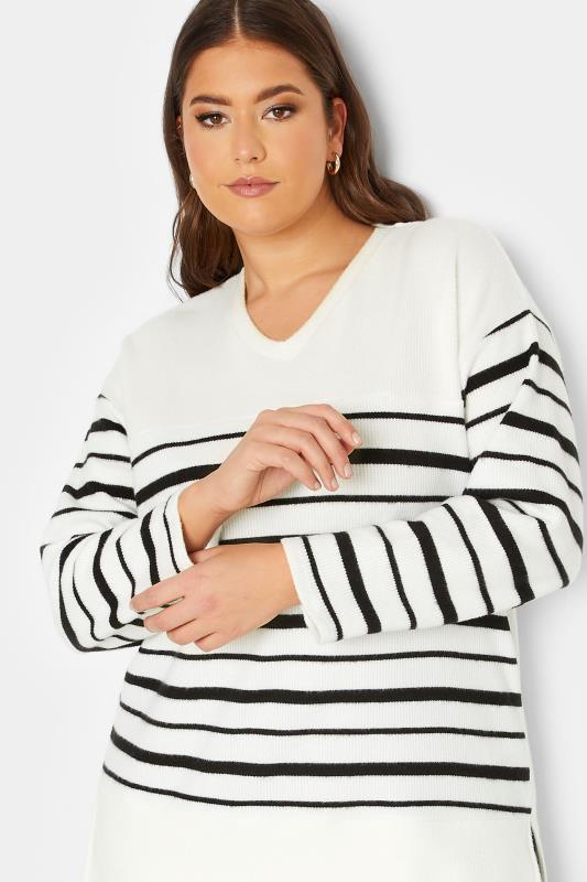 YOURS LUXURY Plus Size Curve White Stripe Soft Touch Jumper | Yours Clothing  4
