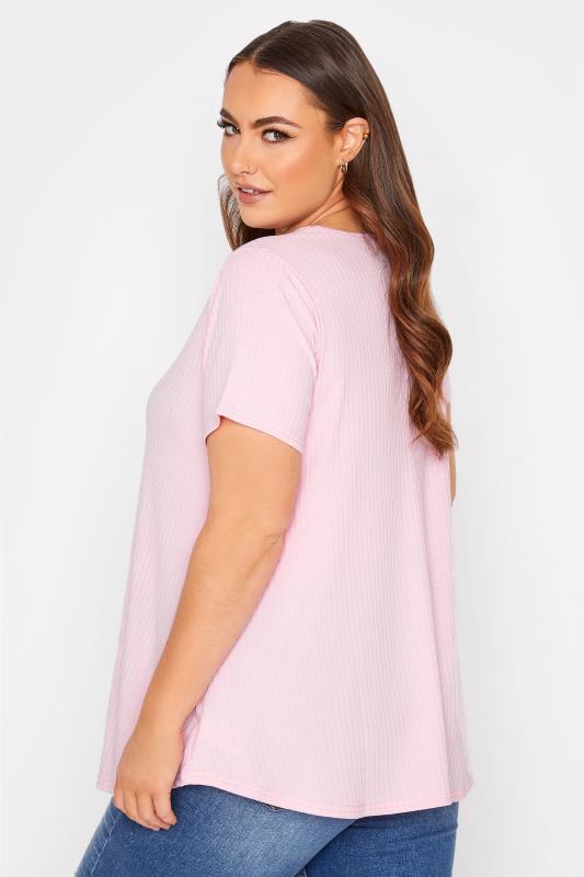 LIMITED COLLECTION Curve Light Pink Ribbed Swing Top 3