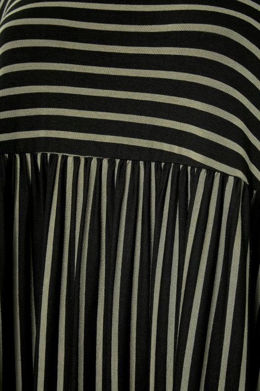 LIMITED COLLECTION Curve Black & Khaki Green Stripe Maxi Dress 5