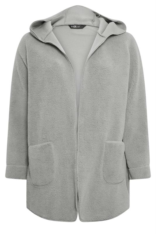 YOURS Plus Size Grey Teddy Hooded Jacket | Yours Clothing 5