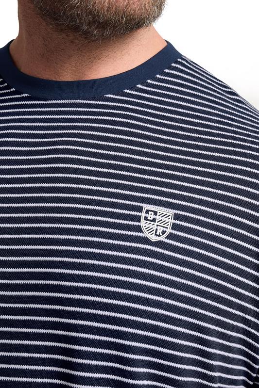 BadRhino Big & Tall Navy Blue Stripe Pique T-Shirt | BadRhino 5
