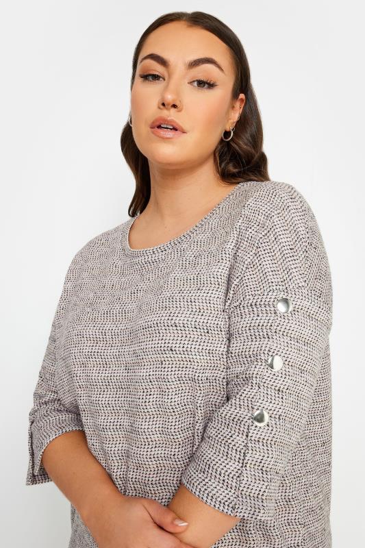 YOURS Plus Size Ivory White Marl Soft Touch Button Detail Top | Yours Clothing 3