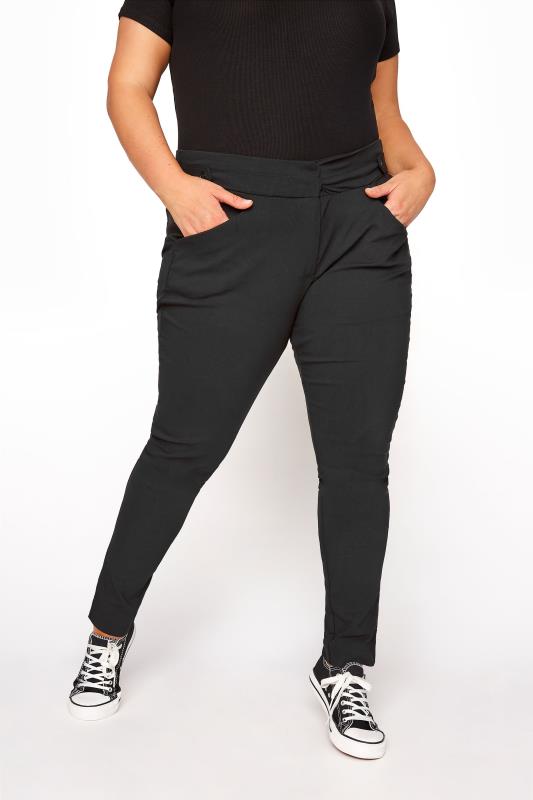 Grande Taille Black Bengaline Stretch Trousers