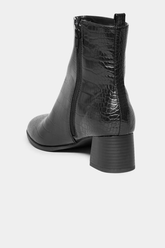 LTS Black Croc Block Heel Boots 4