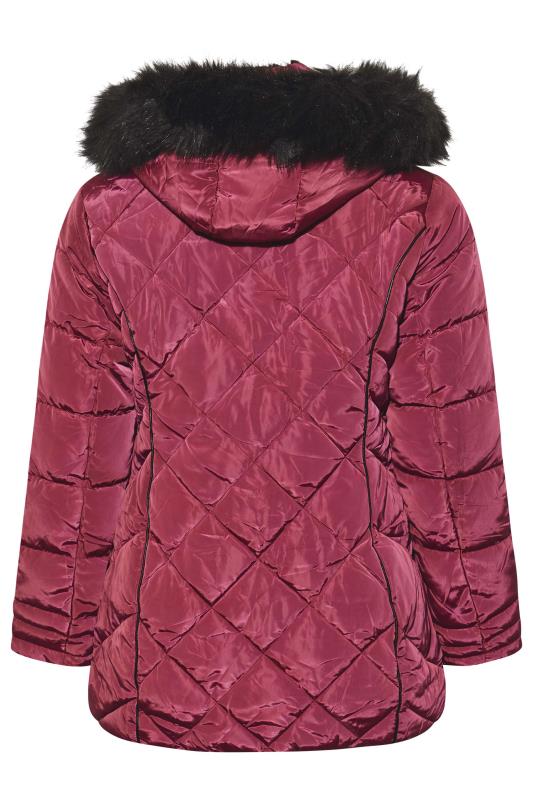 Plus Size Pink Panelled Puffer Jacket | Yours Clothing 7