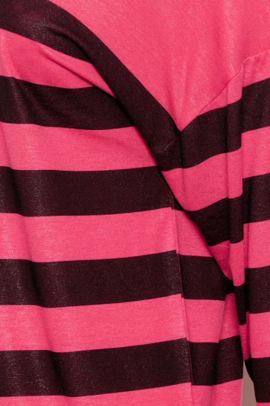 Curve Plus Size Pink & Black Stripe Cardigan | Yours Clothing  6