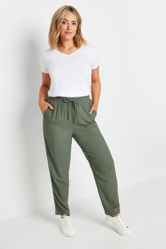 M&Co Khaki Green Linen Joggers | M&Co 2