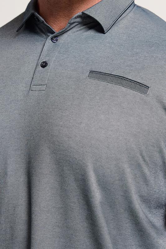 BadRhino Big & Tall Navy Blue Textured Polo Shirt | BadRhino 4