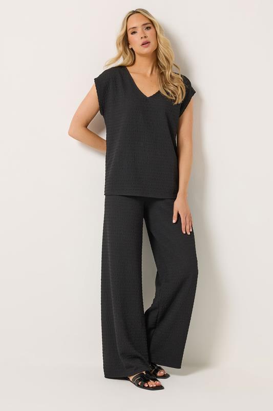 LTS Tall Women's Black Textured Top | Long Tall Sally 1